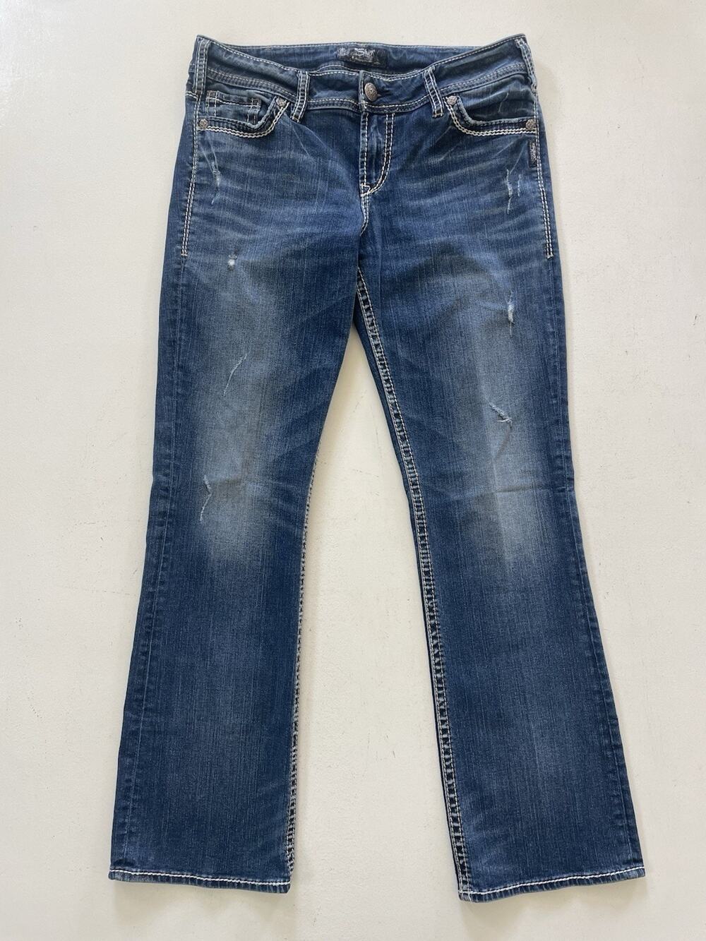 Silver Jeans Suki Mid Slim Boot Super Stretch Size 31 x 31 Dark Wash Blue Jeans